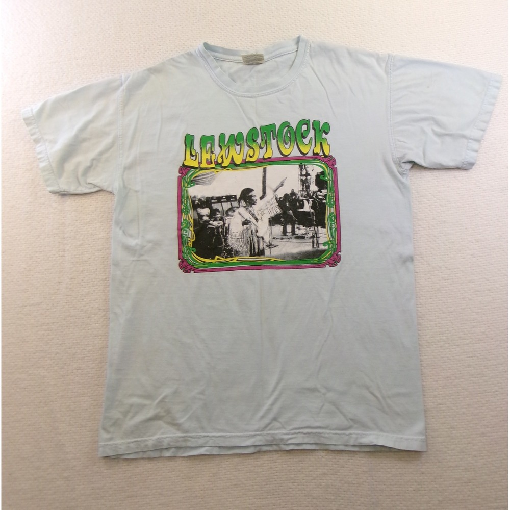 Comfort Colors Lewstock Graphic T-Shirt Mens‎ Medium Blue Concert Tee